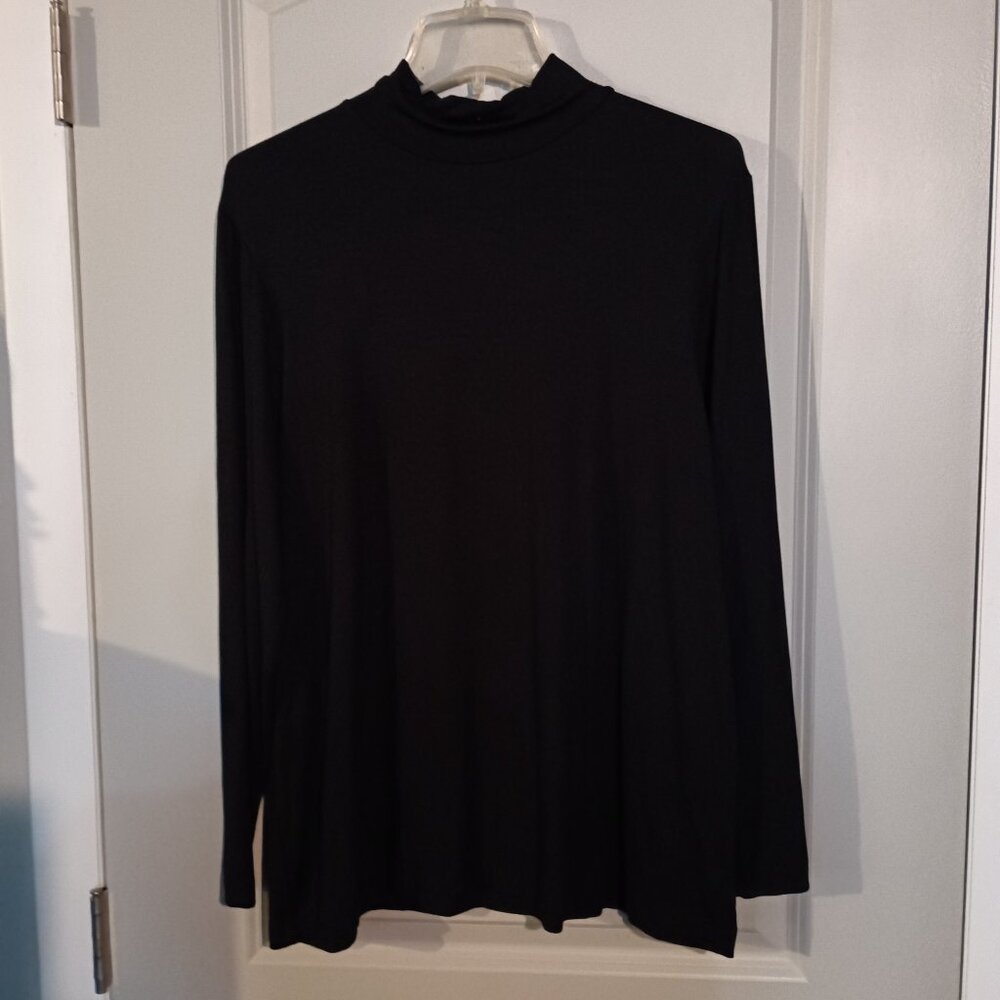 Chico's Women's Mock Neck Long Sleeve Top Black L